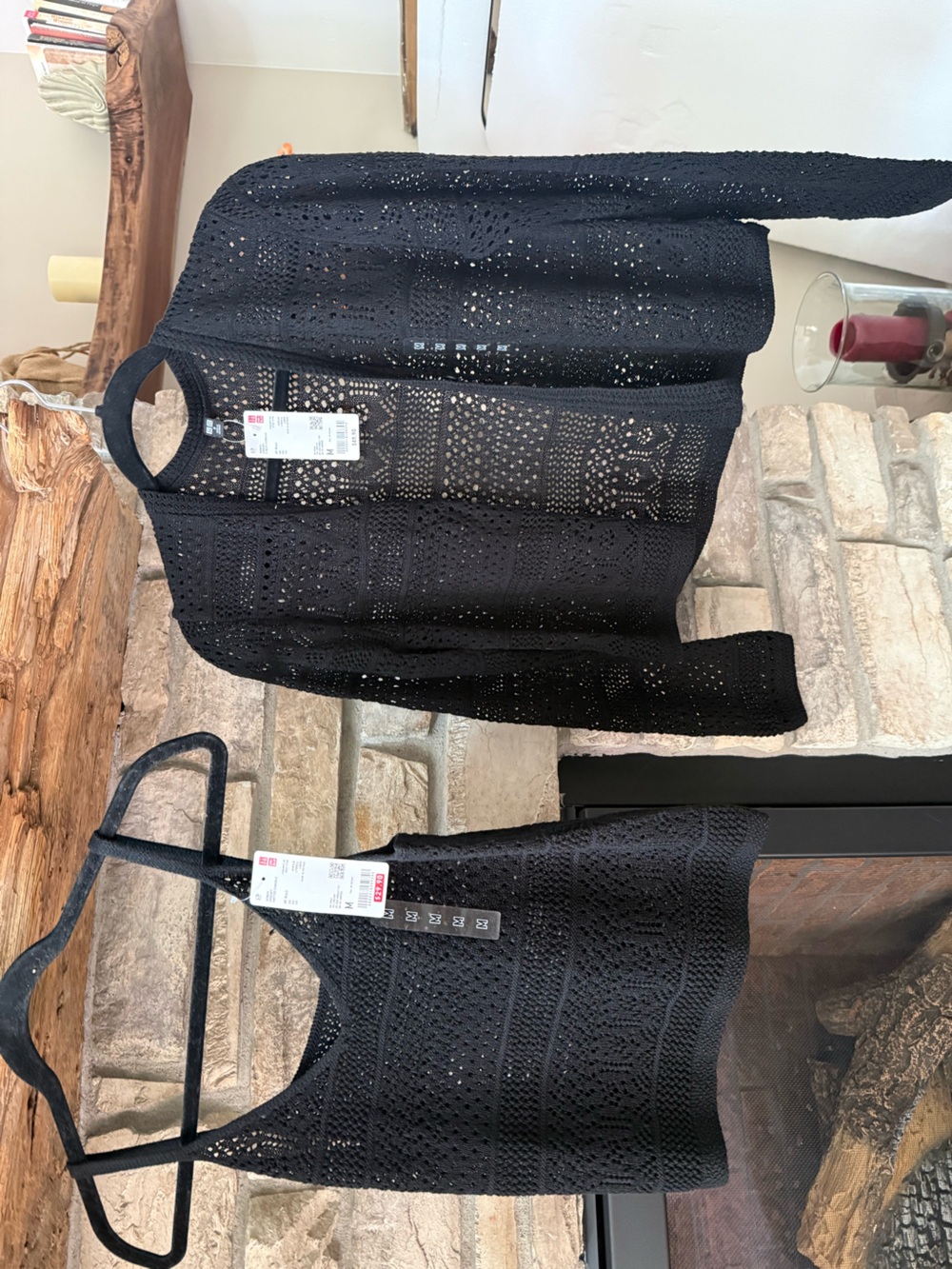 UNIQLO Black Crochet Open-Front Women's Cardigan